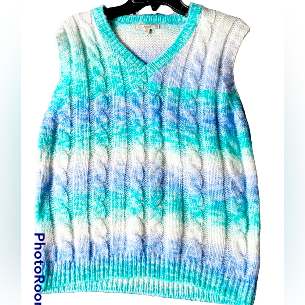Women’s Large Papaya Ombré Blue Sweater Vest